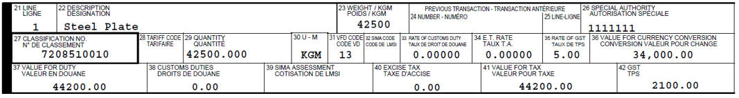 Example 1: Safeguard surtax not payable